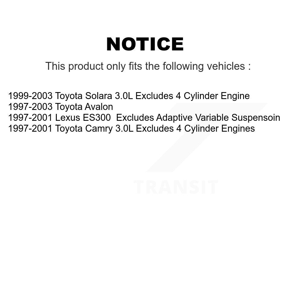 1999-2003 Toyota Solara  , 1997-2001 Lexus ES300  , 1997-2003 Toyota Avalon  , 1997-2001 Toyota Camry  Front Right Suspension Strut Coil Spring Assembly Kit