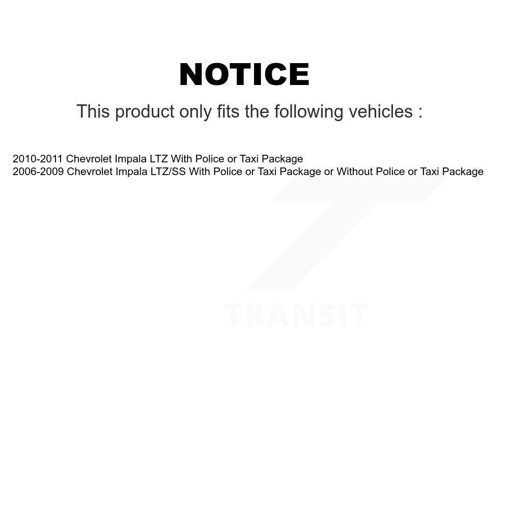 2010-2011 Chevrolet Impala  , 2006-2009 Chevrolet Impala  Front and Rear Suspension Strut Coil Spring Assembly Kit