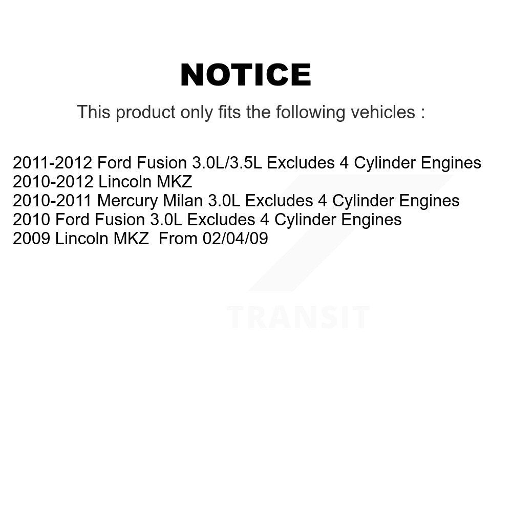 2011-2012 Ford Fusion  , 2010 Ford Fusion , 2010-2012 Lincoln MKZ  , 2010-2011 Mercury Milan  , 2009 Lincoln MKZ Front and Rear Suspension Strut Coil Spring Assembly Kit