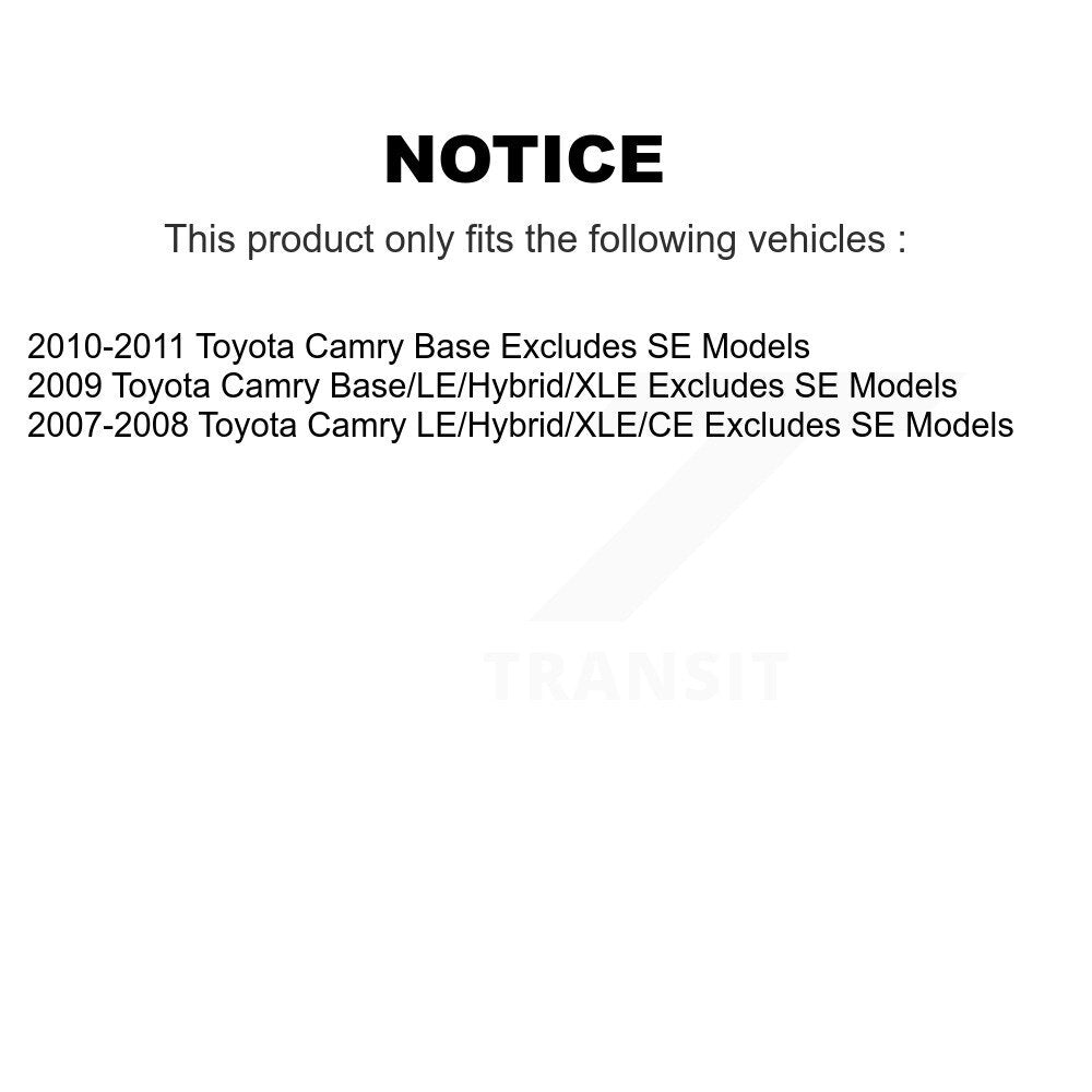 2010-2011 Toyota Camry  , 2009 Toyota Camry , 2007-2008 Toyota Camry  Front and Rear Suspension Strut Coil Spring Assembly Kit