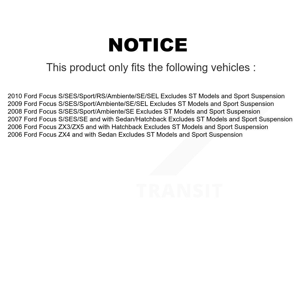 2010 Ford Focus , 2009 Ford Focus , 2008 Ford Focus , 2007 Ford Focus , 2006 Ford Focus , 2006 Ford Focus Front and Rear Suspension Strut Coil Spring Assembly Kit