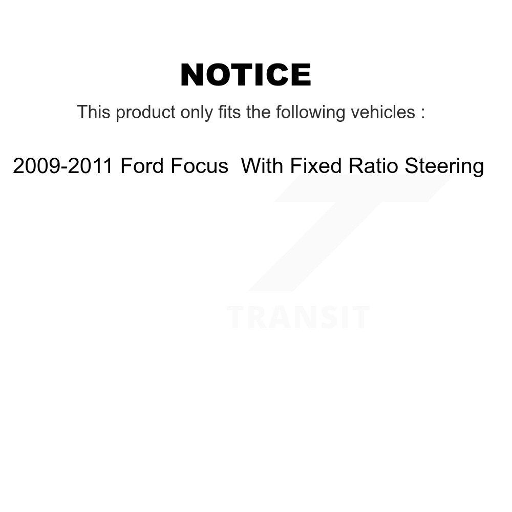 Front Outer & Inner Tie Rod End Kit For 2009-2011 Ford Focus With Fixed Ratio Steering KTR-105055