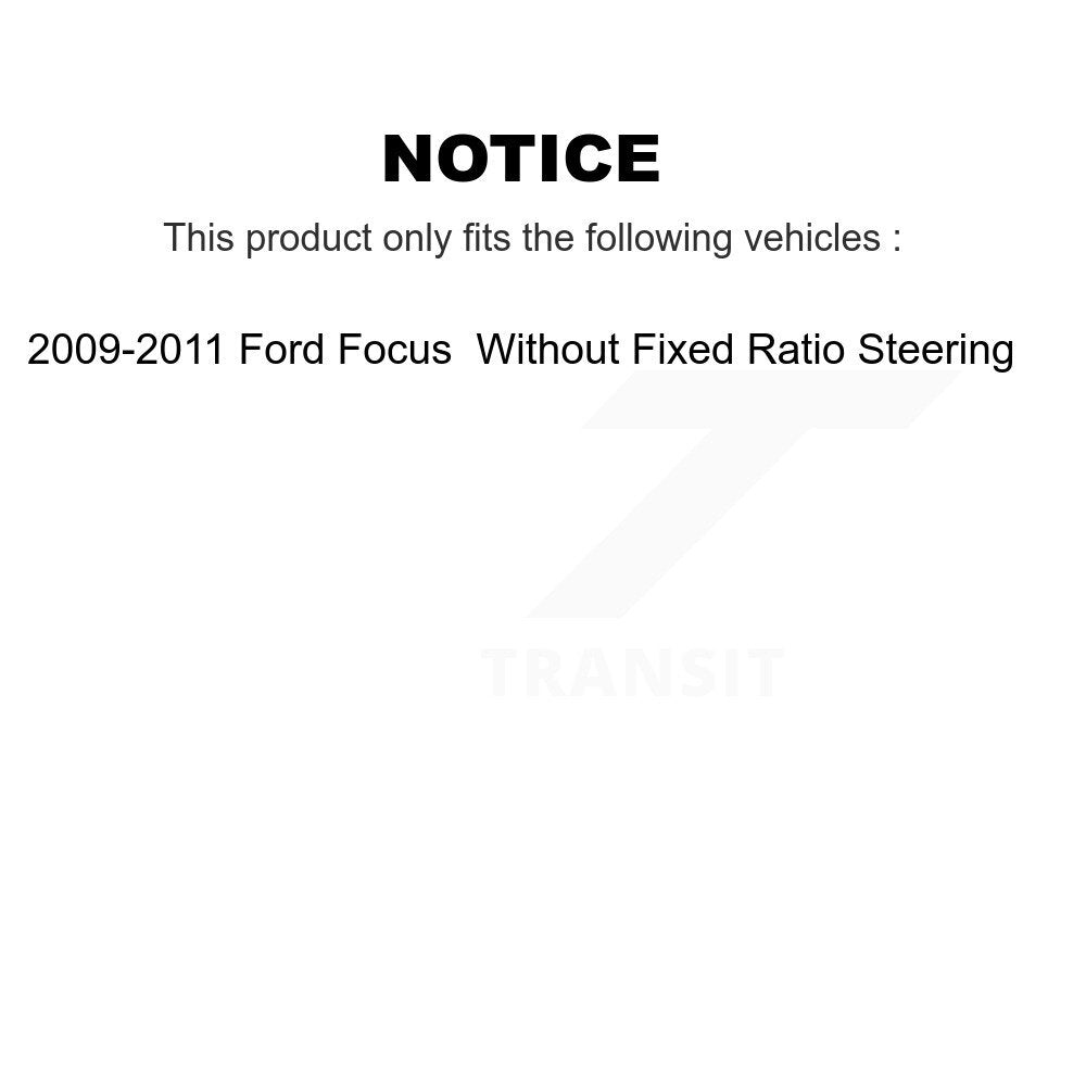Front Outer & Inner Tie Rod End Kit For 2009-2011 Ford Focus Without Fixed Ratio Steering KTR-105056