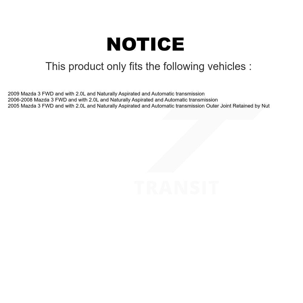 Front Left CV Axle Shaft For Mazda 3 NCV-MZ47500