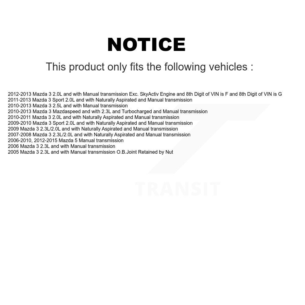 Front Right CV Axle Shaft For Mazda 3 5 Sport NCV-MZ47556