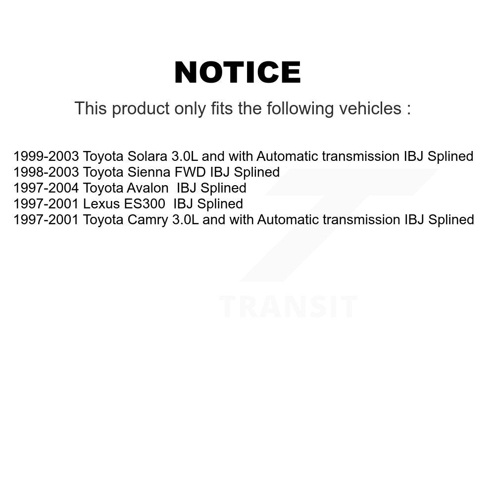 Front Right CV Axle Shaft For Toyota Camry Sienna Solara Avalon Lexus ES300