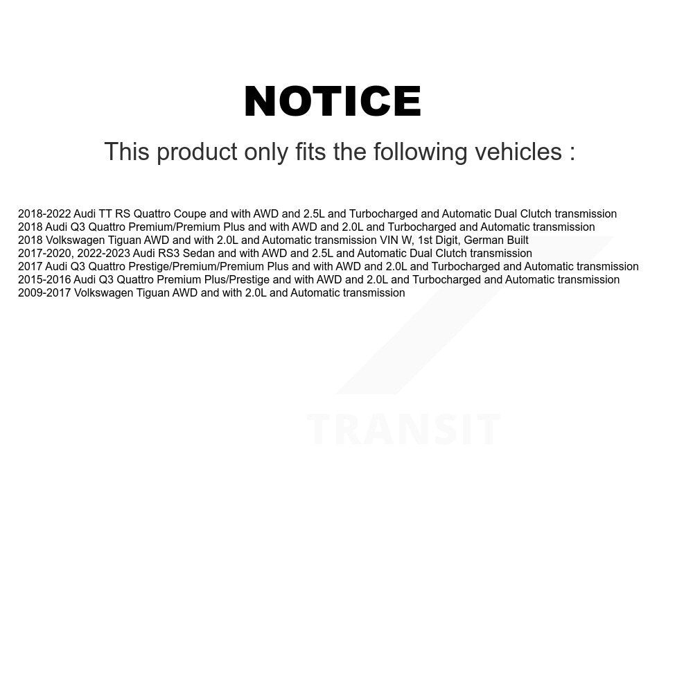Front Right CV Axle Shaft NCV-VW72008 For Volkswagen Tiguan Audi Q3 Quattro RS3 TT RS