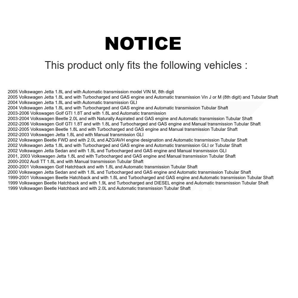 Front Right CV Axle Shaft NCV-VW72053 For Volkswagen Jetta Golf Beetle Audi TT