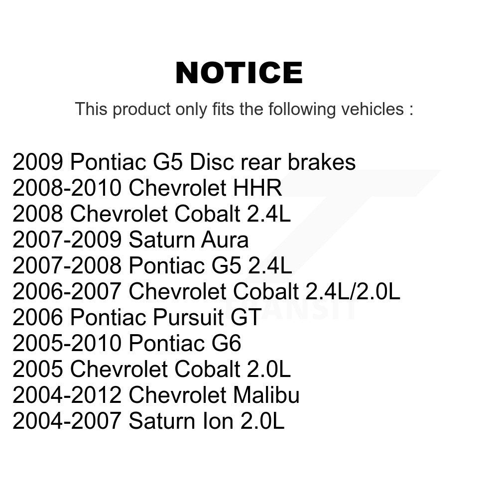 Rear Left Brake Caliper SLC-18B4893 For Chevrolet Malibu Pontiac G6 Cobalt Ion