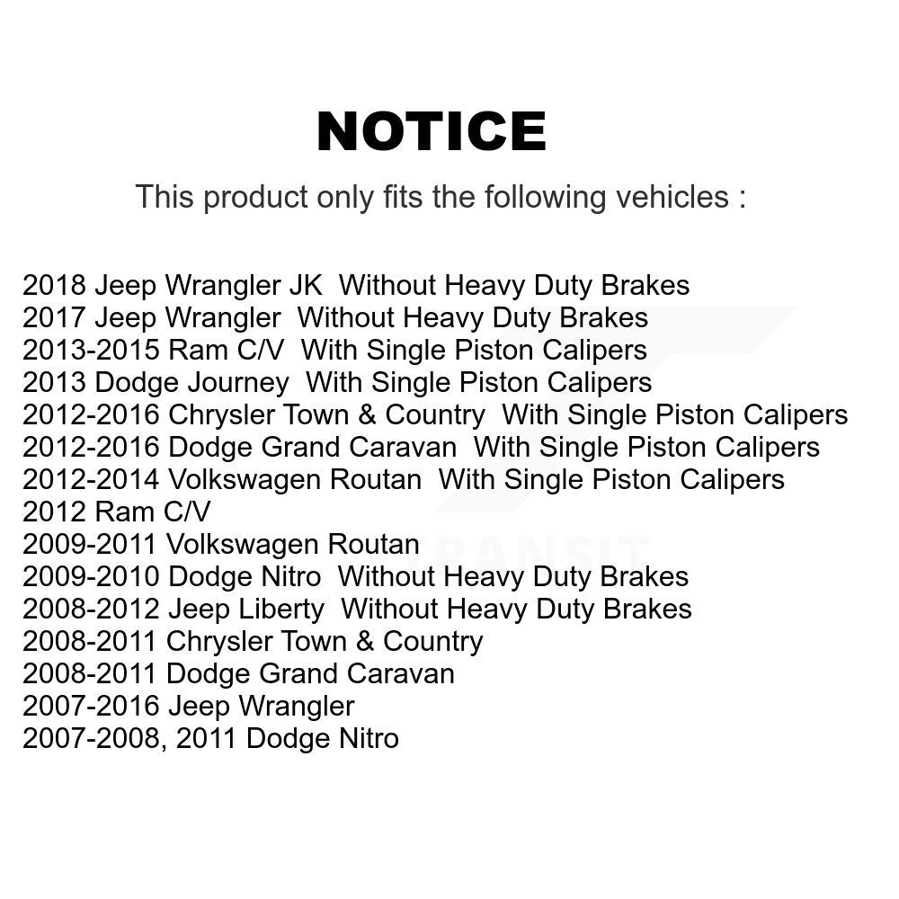 Front Brake Caliper SLC-18B5044 For Jeep Wrangler Dodge Grand Caravan Chrysler &