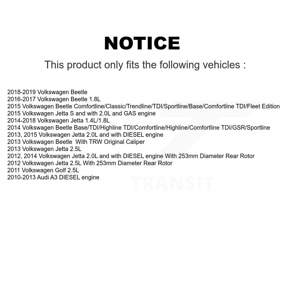 Rear Left Disc Brake Caliper For Volkswagen Jetta Beetle Golf Audi A3