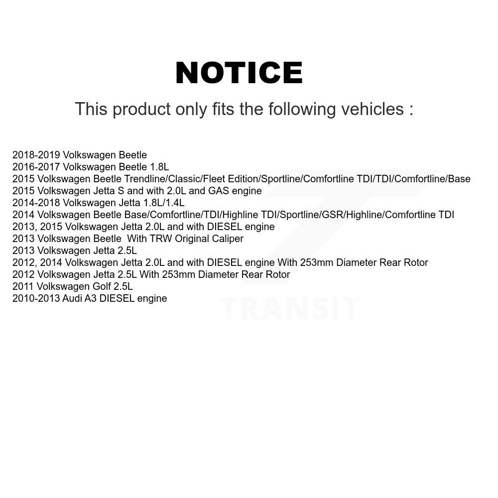 Rear Right Disc Brake Caliper For Volkswagen Jetta Beetle Golf Audi A3