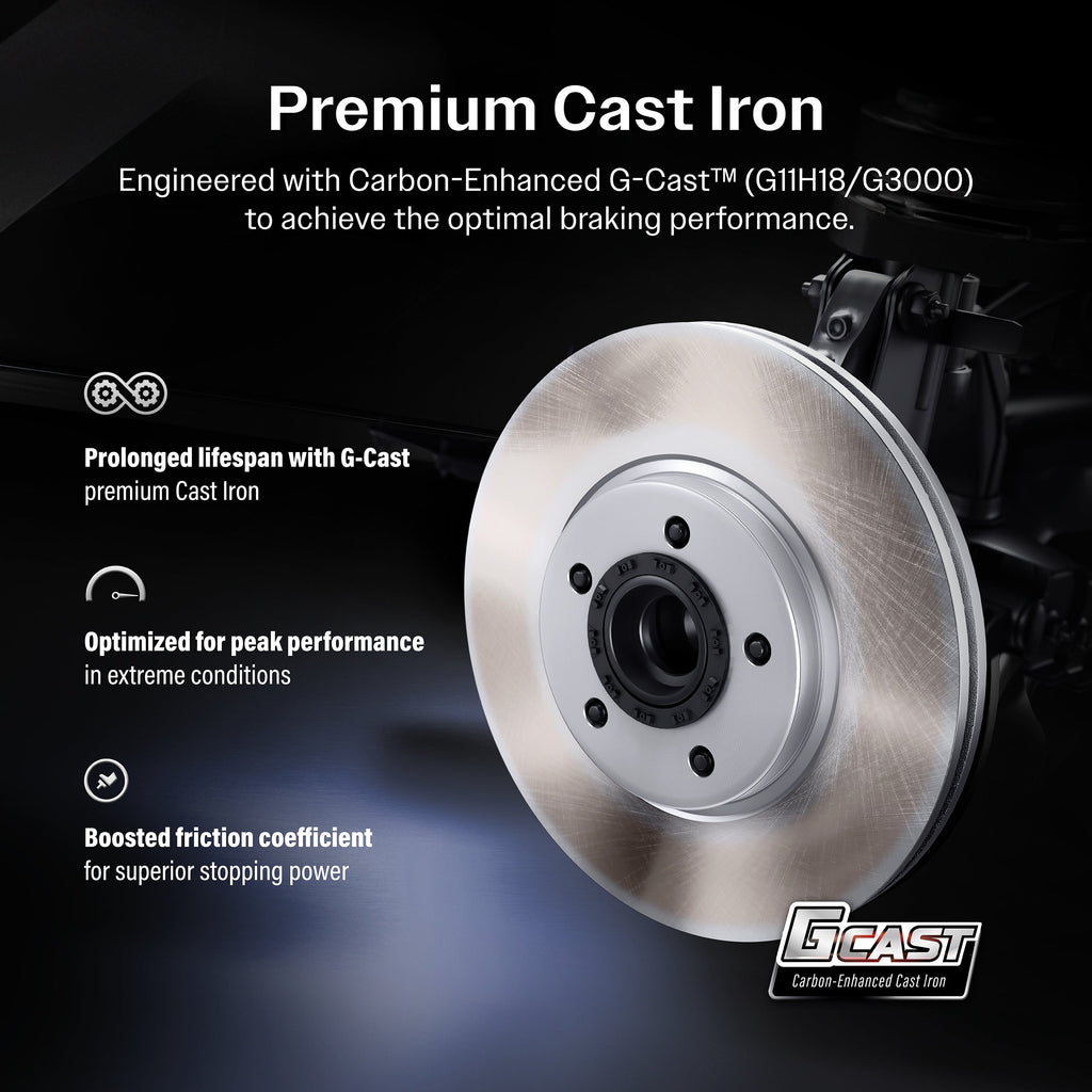 [Front] 2016-2021 Chevrolet Spark Premium Coated Rotors & Ceramic Pads Brake Kit For Max Braking
