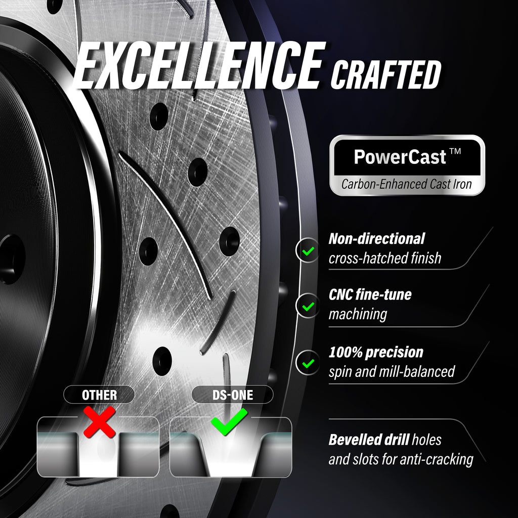 Rotors de frein à disque fendus percés à revêtement arrière et kit de plaquettes en céramique pour Ford F-150 