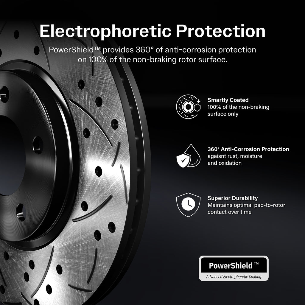 Front Coated Drilled Slotted Disc Brake Rotor Ceramic Pad Kit For 2014-2018 Mazda 3 Sport KDT-100179