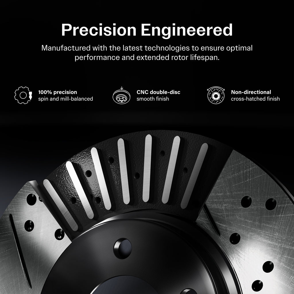Front Coated Drilled Slotted Disc Brake Rotor Ceramic Pad Kit For 2014-2018 Mazda 3 Sport KDT-100179