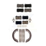 Front Rear Ceramic Brake Pads & Parking Shoes Kit For Dodge Charger Chrysler 300