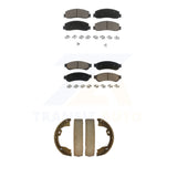 Front Rear Ceramic Brake Pads & Parking Shoe Kit For Ford F-250 Super Duty F-350