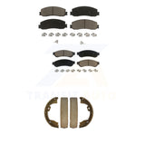 Front Rear Ceramic Brake Pads & Parking Shoe Kit For Ford F-250 Super Duty F-350