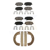 Front Rear Ceramic Brake Pads Parking Shoes Kit For Kia Sorento Hyundai Santa Fe