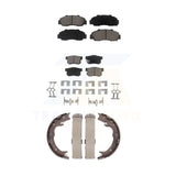 Front Rear Ceramic Brake Pads And Parking Shoes Kit For 1996-1998 Acura RL