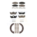 Front Rear Ceramic Brake Pads Parking Shoe Kit For Jeep Grand Cherokee Commander