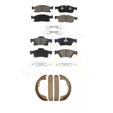 Front Rear Ceramic Brake Pads And Parking Shoe Kit For Jeep Grand Cherokee Dodge