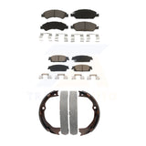 Front Rear Ceramic Brake Pads Parking Shoes Kit For Chevrolet Silverado 1500 GMC