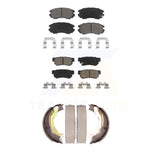 Front Rear Ceramic Brake Pads & Parking Shoe Kit For Kia Sportage Hyundai Tucson