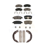 Front Rear Ceramic Brake Pads & Parking Shoes Kit For Jeep Dodge Caliber Compass