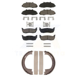Front Rear Ceramic Brake Pads & Parking Shoe Kit For Ford F-150 Heritage Lincoln