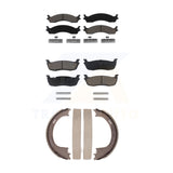 Front Rear Ceramic Brake Pads Parking Shoes Kit For Ford F-250 With 8 Lug Wheels