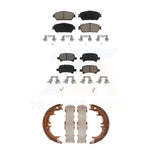 Front Rear Ceramic Brake Pads & Parking Shoes Kit For Toyota Camry Avalon Solara