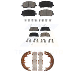 Front Rear Ceramic Brake Pads & Parking Shoe Kit For 2001-2003 Toyota Highlander