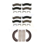 Front Rear Ceramic Brake Pads & Parking Shoe Kit For Chevrolet Silverado 3500 HD