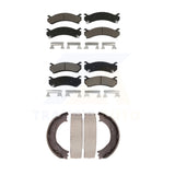 Front Rear Ceramic Brake Pads & Parking Shoe Kit For Chevrolet Silverado 2500 HD