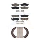 Front Rear Ceramic Brake Pads Parking Shoe Kit For 2003-2005 Dodge Ram 2500 3500