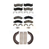 Front Rear Ceramic Brake Pads Parking Shoes Kit For Chevrolet Silverado 1500 GMC