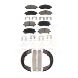 Front Rear Ceramic Brake Pads And Parking Shoe Kit For Honda Pilot Acura MDX ZDX