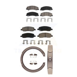 Front Rear Ceramic Brake Pads And Parking Shoes Kit For Cadillac DTS