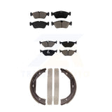 Front Rear Ceramic Brake Pads And Parking Shoes Kit For 2001-2005 BMW 325xi