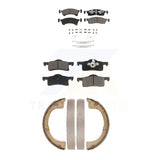 Front Rear Ceramic Brake Pads And Parking Shoes Kit For Ford Expedition Lincoln