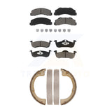 Front Rear Ceramic Brake Pads And Parking Shoes Kit For Ford Expedition Lincoln