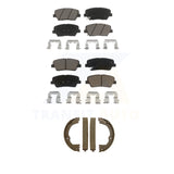 Front Rear Ceramic Brake Pads & Parking Shoes Kit For Hyundai Santa Fe Sport Kia