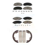 Front Rear Ceramic Brake Pads & Parking Shoe Kit For Ford F-250 Super Duty F-350