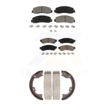 Front Rear Ceramic Brake Pads & Parking Shoe Kit For Ford F-250 Super Duty F-350