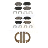 Front Rear Ceramic Brake Pads And Parking Shoes Kit For 2012-2017 Hyundai Azera