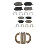 Front Rear Ceramic Brake Pads Parking Shoe Kit For 13 Kia Optima EX/SX with 2.0L