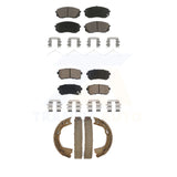 Front Rear Ceramic Brake Pads Parking Shoe Kit For 2016 Kia Optima LX EX 1.6T