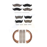 Front Rear Ceramic Brake Pads And Parking Shoes Kit For Jeep Wrangler TJ